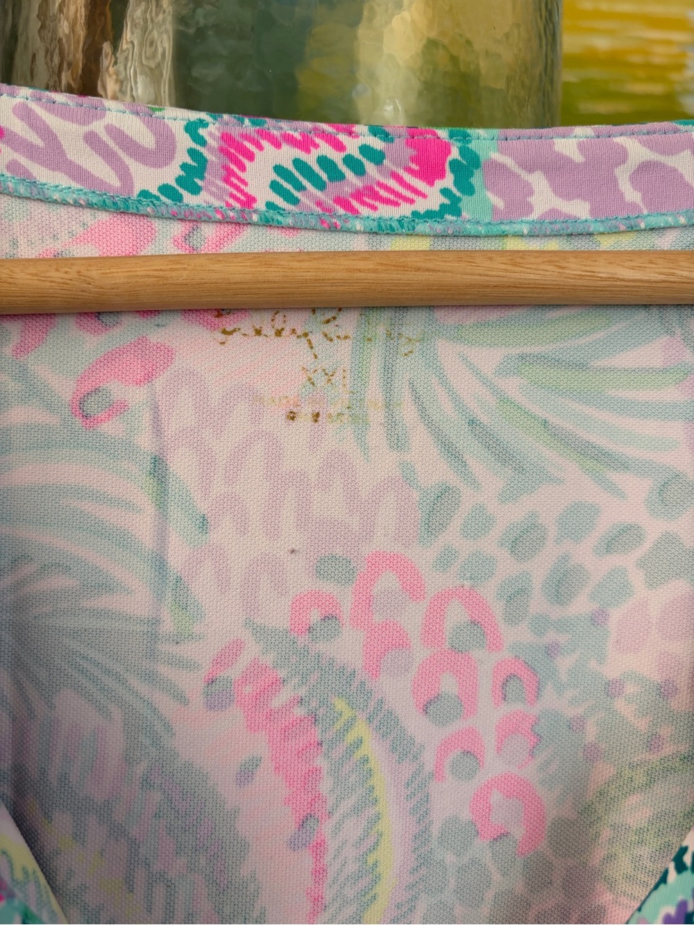 Lilly Pulitzer Pink & Green Printed V-Neck Swim Coverup Dress - Picture 4 of 6